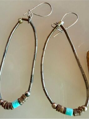 Sterling Silver & Turquoise Heishi Drop Earrings